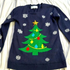 Derek Heart Christmas sweater tree and snowflakes juniors size XL